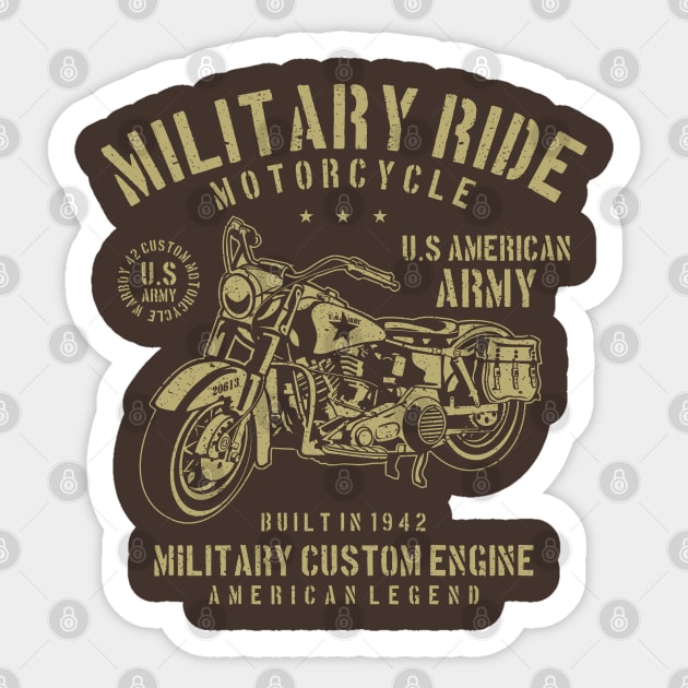 Military Ride Motorcycle U.S. American Army Military Custom Engine Sticker by JakeRhodes